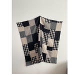 リネン　パッチワーク　マルチクロス　フリークロス　カーテン　ブロックチェック