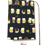 自分に乾杯♡ A6•文庫判　ブックカバー　④ビールジョッキ柄（留紐；レースリボンタイプ）