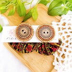 ウッドボタンとビーズ刺繍🪡の2wayリボンタッセルピアス
