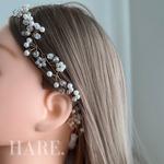 ヘッドドレス　ブライダル　ウェディング　パーティー　結婚式　成人式　ヘアドレス　ヘアアクセサリー　ヘアアレンジ　花嫁　成人式ヘア　パール　フラワー　ゴールド　小枝　小枝アクセサリー　カチューシャ