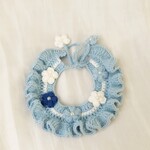 EMY's Gallery 猫襟 ワンちゃん襟 首輪 水色 カギ編み 犬襟 つけ襟 手編み