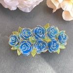 大きめバレッタ「Blue rose」　送料無料