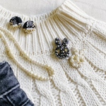 黒うさぎパール刺繍ブローチ　卯年　