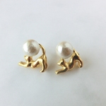outlet*猫とコットンパールピアス