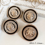 B12A ライオン×ブラックラウンドボタン 21mm 6個