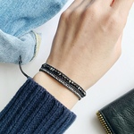 ブラックスピネルの華奢な2連ラップブレスレット