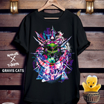 グラフィックアートねこ黒Tシャツ「GRAVIS CATS」