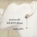 スワロフスキーXILION Heart＆コットンパールキャッチピアス