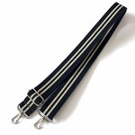 短めストライプ柄ショルダーベルト（幅３ｃｍ　厚さ２.５ｍｍ　金具：シルバー）送料込価格