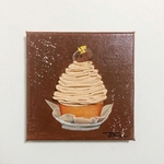 アクリル画『モンブラン』15㎝×15㎝