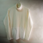 セール75％オフ🔥たった一つの…メンズ🔷ワッフル×40/1スムース🔷コンビパネル🔷タートルネック🔷ロングスリーブ🔷Tシャツ🔷Mサイズ🔷アイボリー×ホワイト