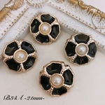B34A  ブラックフラワーボタン  21mm 6個