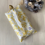 ティッシュボックスケース　北欧ミモザブーケ　アイボリー