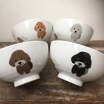 プードル かすり ごはん茶碗 ４色 ★ レッド ブラウン シルバー ブラック ＴＫＧ 飯椀 12cm
