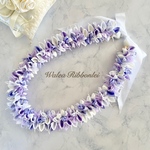 スイートウェディング レイ　《ペールパープル》 ハワイアンリボンレイ 