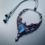 labradorite × indigo blue kyanite / macrame necklace ＃マクラメネックレス＃