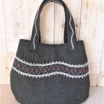 NEW!＊送料無料＊ウール＊刺繍のふっくらトートバッグB
