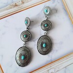 シルバー×ターコイズ  3連ピアス