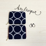 ★ミナペルホネン★tambourine navy のファスナー財布【内布ポルドー】