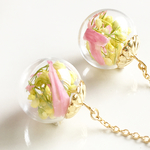 【菜の花】ガラスドームピアス、イヤリング