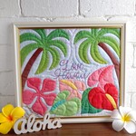 ハワイアンキルト《Love Hawaii🌴》フレーム入り   