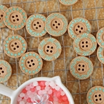 WOOD調デザインボタン　バンブー/ミント　25mm　2個入り