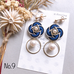 *菜の花結びとローレットサークルのピアス*【No.9(再販)】