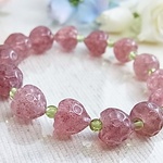 苺のブレスレット アフリカンストロベリークォーツ いちごがいっぱい 可愛いアクセサリー C87