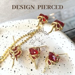 【2pcs】大粒ジルコニアハートピアス　レッド18kgpゴールド　