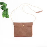 便利な肩パット付き A5サイズ スマホポーチショルダー斜め掛けタイプ 1点物 サコッシュ 茶系  Phone Leather Pouch Bag