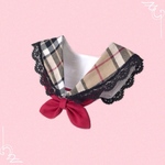 送料無料☆彡《受注製作》お洒落なキャメルタータンチェックとレース♡セーラー服風〜猫の首輪
