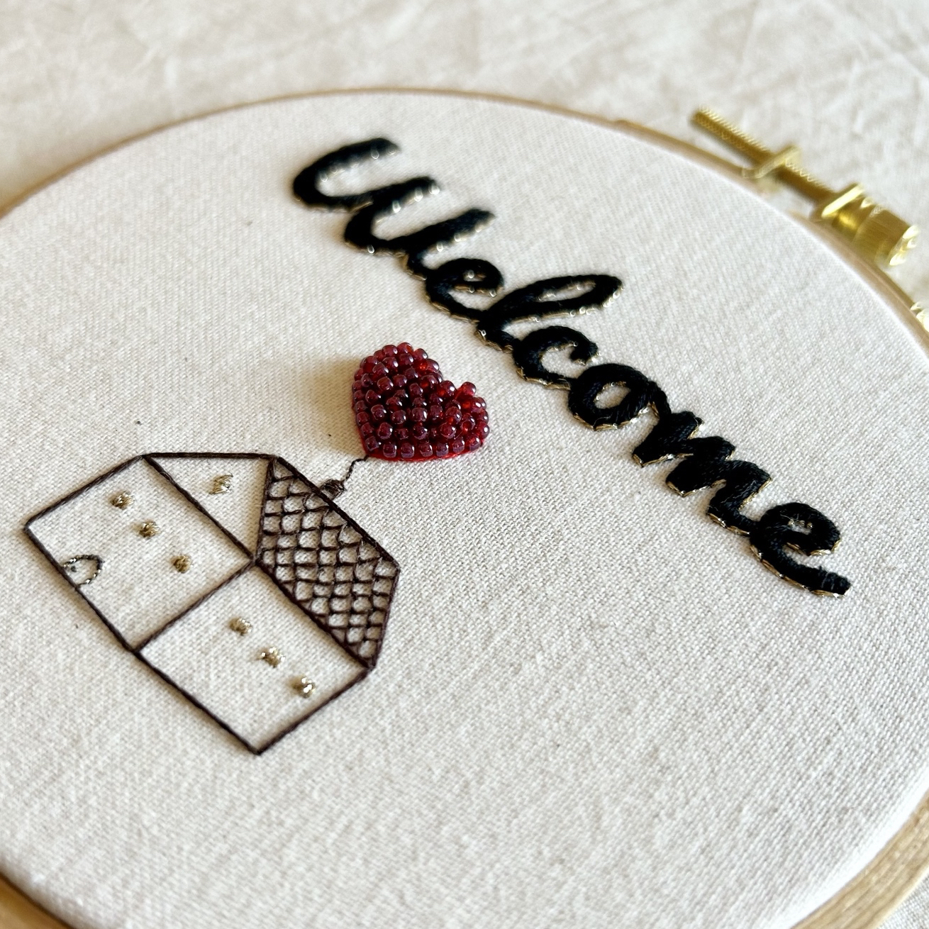 刺繍パネル welcome 受注生産 - su.no.atelier | minne 国内最大