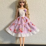 27センチドール ワンピース ドット&ローズ パープル