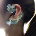 blossom rose ear hook☆blue