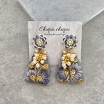 【一点のみ】インド刺繍リボンとガラスビーズのピアス・イヤリング