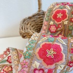 【50cm】【70mm幅】ワイドタイプ　 インド刺繍リボン　フラワーモチーフ　花柄　スパンコール　手芸　ハンドメイド　アクセサリーパーツ　DIY R014
