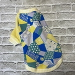lemon yellow＆blue  patches＆ギンガムチェックＴシャツ　Ｓ