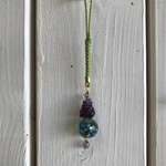 フローライトのうさぎさんととんぼ玉ストラップ　B