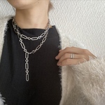 ーlong square chain necklaceー　サージカルステンレス　ロングネックレス　チェーンネックレス　チェーンブレスレット　大ぶりアクセサリー