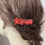［ヘアクリップ］　椿（紅）
