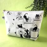 シンプル猫ちゃん柄 ファスナーポーチ 化粧ポーチ マスク入れ プチギフト