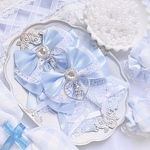 💙再販💙✨2個 1セット アイドル【№415】量産型 地雷 サブカル ロリータ レース ハート ビジュー 水色 天使 可愛い リボン ヘアクリップ くま テディベア 揺れる ツインテール まとめ