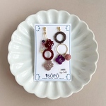 プラバンと刺繍糸の耳飾り【紫のお花とフローライト】イヤリングorピアス