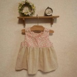 小花柄×ハーフリネンのベビーワンピース