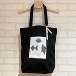 🐈‍⬛水彩猫アーガイル黒トートバッグ🐈‍⬛