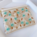 【中】インド刺繍のファスナーポーチ