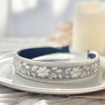 【送料無料】インド刺繍リボン　カチューシャ　インド刺繍　ヘアアクセサリー　刺繍カチューシャ　~white gold~