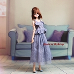 msdr-22-284 オーダーブルーグレートップスとチュールスカート2点セット（momoko、ジェニー、オビツボディなど1/6人形用）