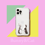 iPhone14〜 ケース うさぎさんとネコさん 猫