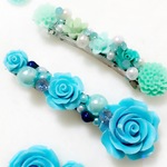 送料無料❤️爽やかBlueのnaturalflowerバレッタ
